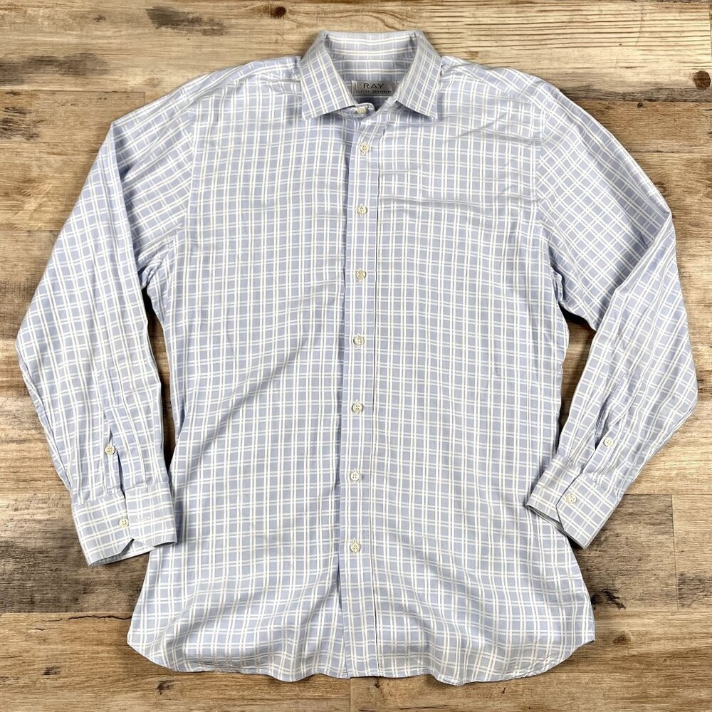 Ray Light Blue Button Down Custom Dress Shirt Size XL